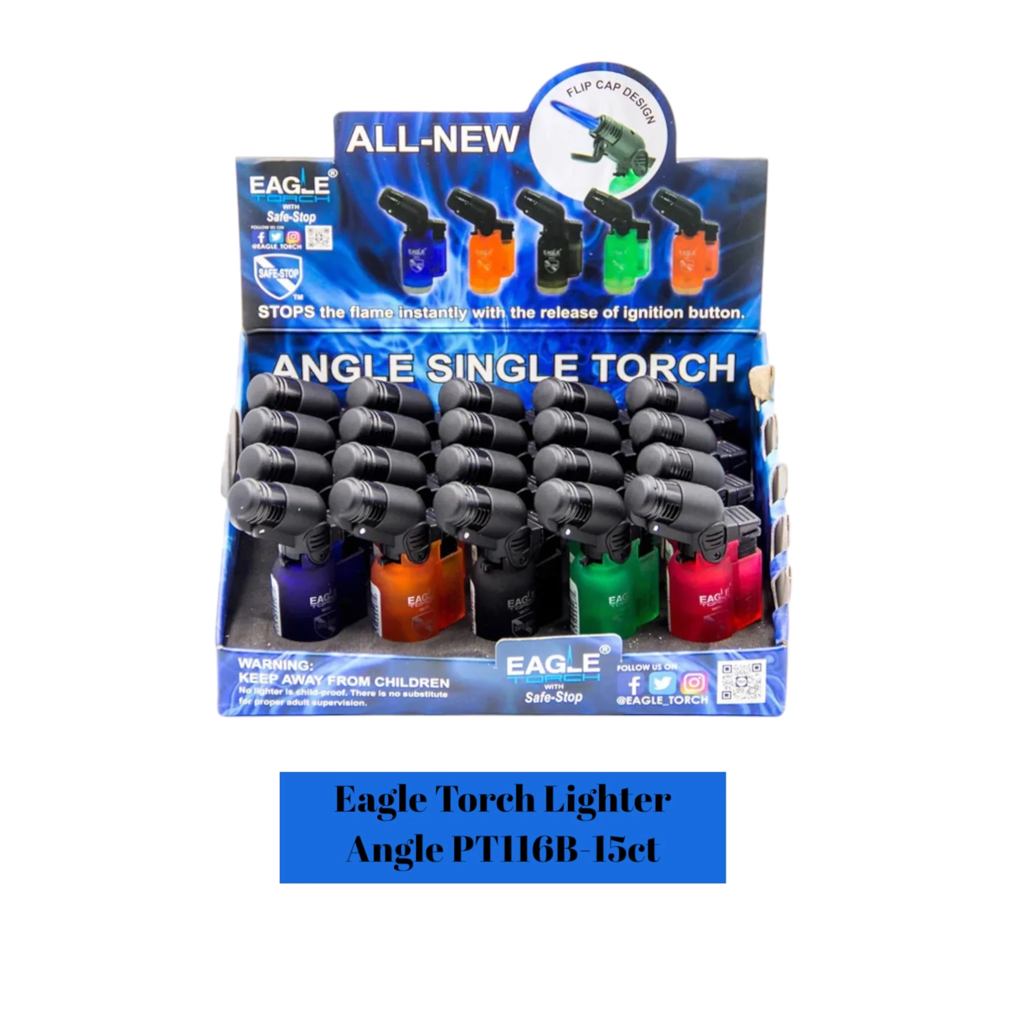 Eagle Torch PT116B Angle Lighter Display 20ct - Image 2