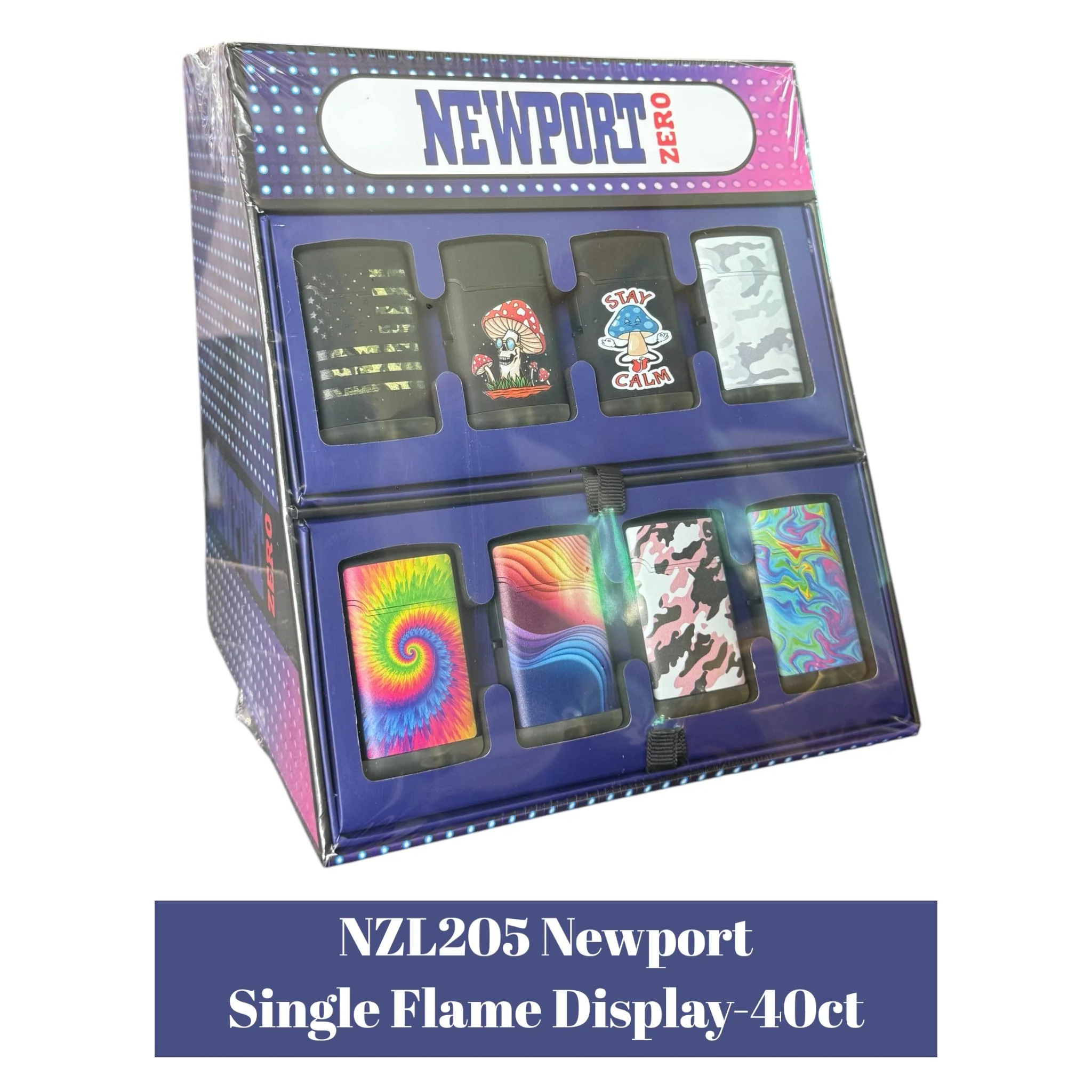 NZL205 Newport Single Flame Lighter Display-40ct - Image 2