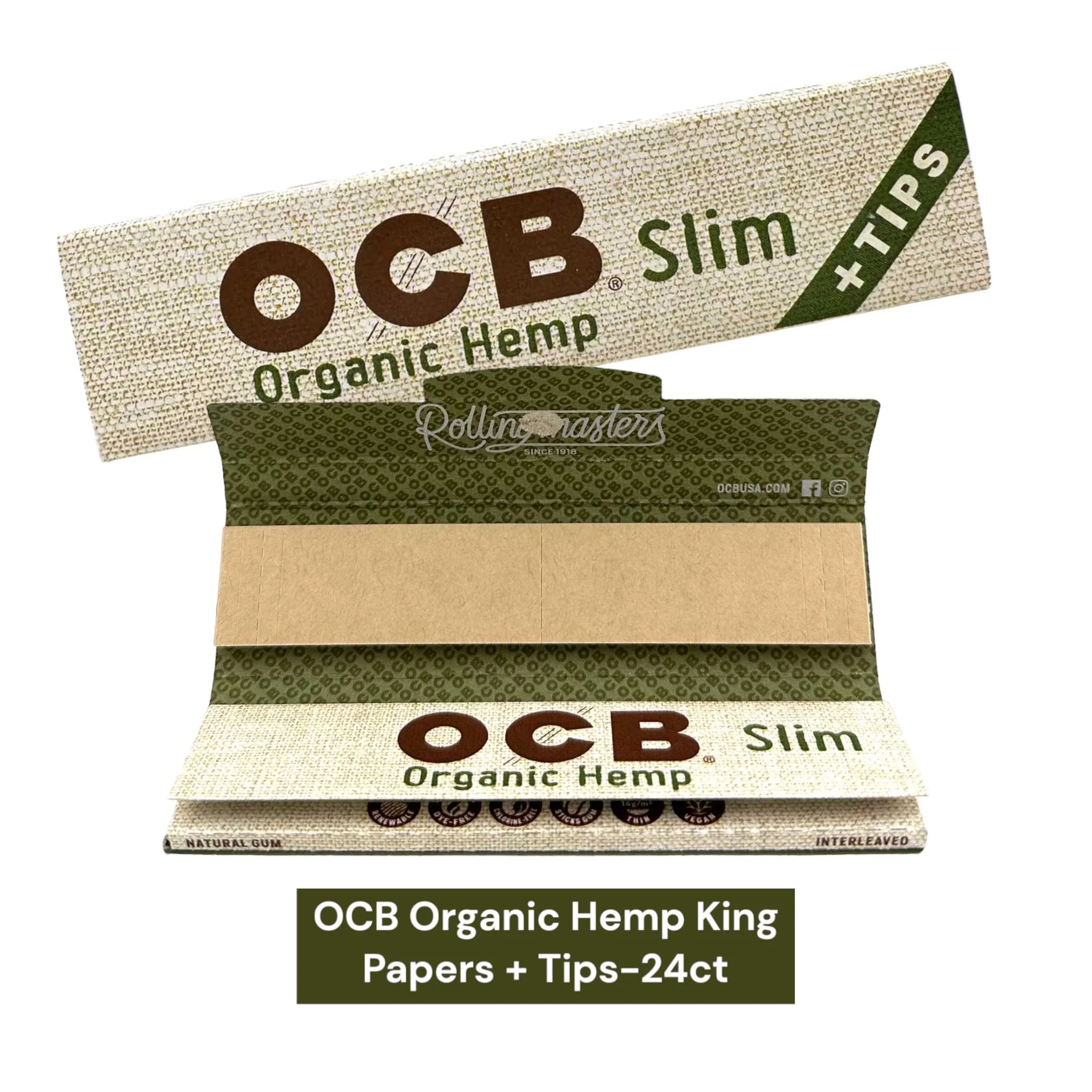 OCB Organic Hemp King Papers + Tips -24ct - Image 2