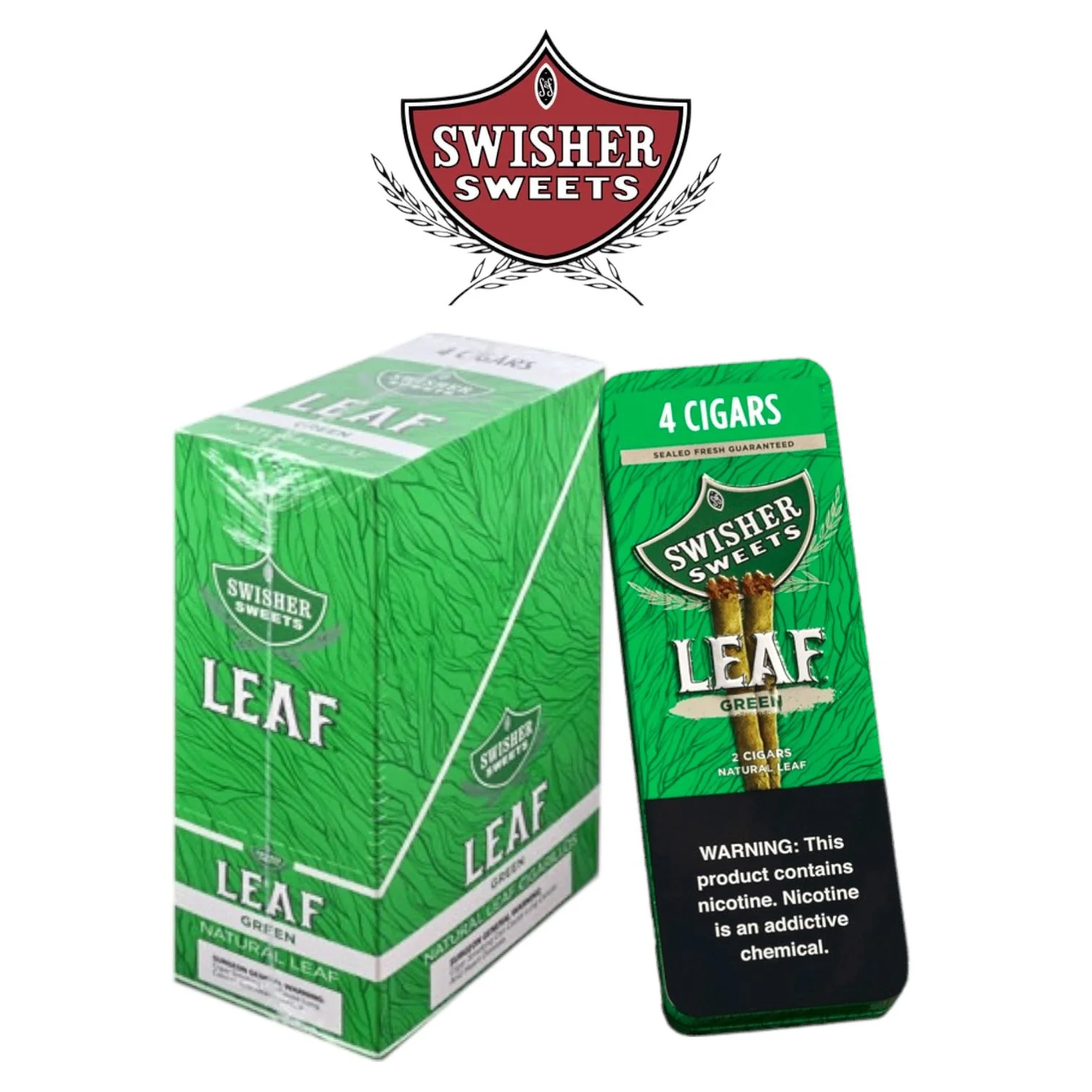Swisher Leaf Tin Green 4pk-5ct
